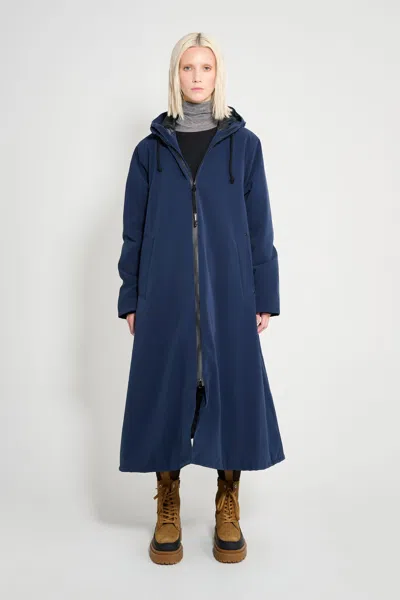 Stutterheim Mosebacke Long Matte Winter Coat In Blue