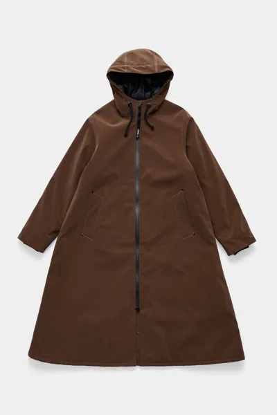 Stutterheim Mosebacke Long Matte Winter Coat In Brown
