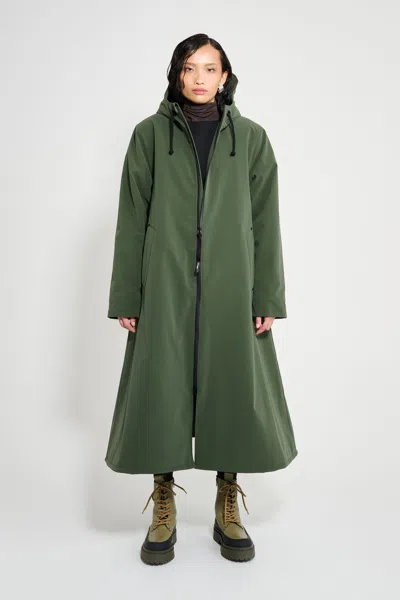 Stutterheim Mosebacke Long Matte Winter Coat In Green