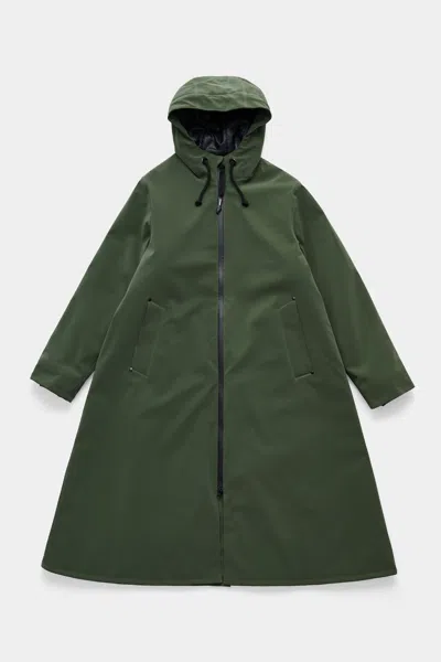 Stutterheim Mosebacke Long Matte Winter Coat In Green