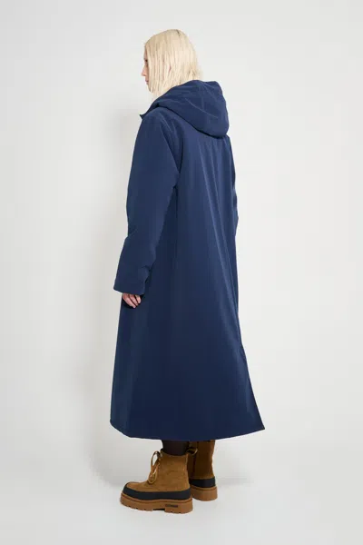 Stutterheim Mosebacke Long Matte Winter Coat In Blue