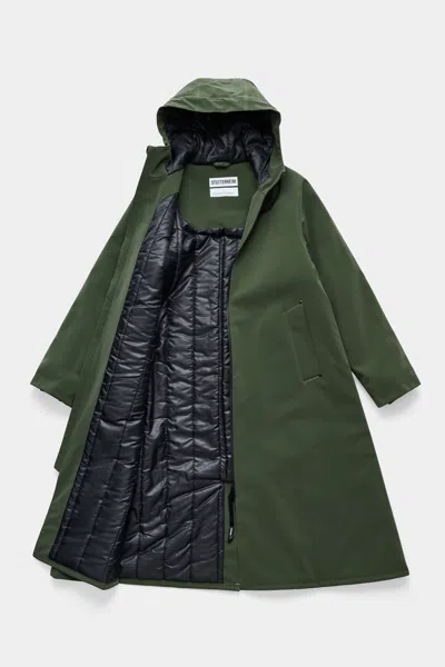 Stutterheim Mosebacke Long Matte Winter Coat In Green