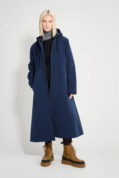 Stutterheim Mosebacke Long Matte Winter Coat In Blue