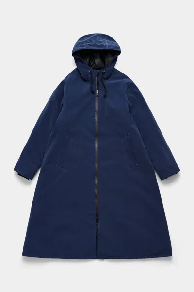 Stutterheim Mosebacke Long Matte Winter Coat In Blue