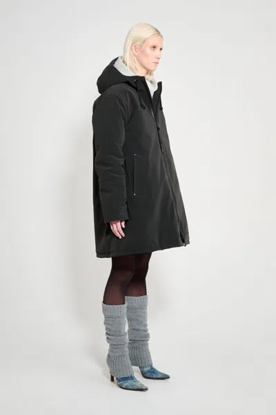 Stutterheim Mosebacke Matte Winter Coat In Black