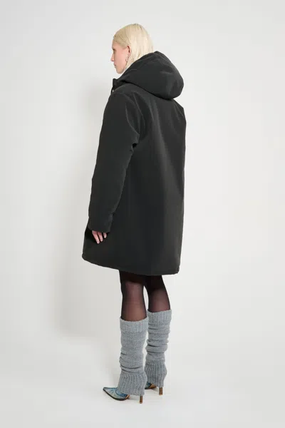 Stutterheim Mosebacke Matte Winter Coat In Black