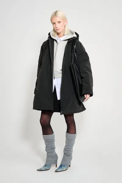 Stutterheim Mosebacke Matte Winter Coat In Black