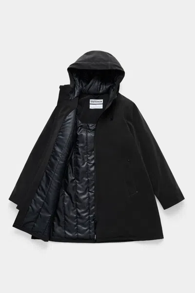Stutterheim Mosebacke Matte Winter Coat In Black