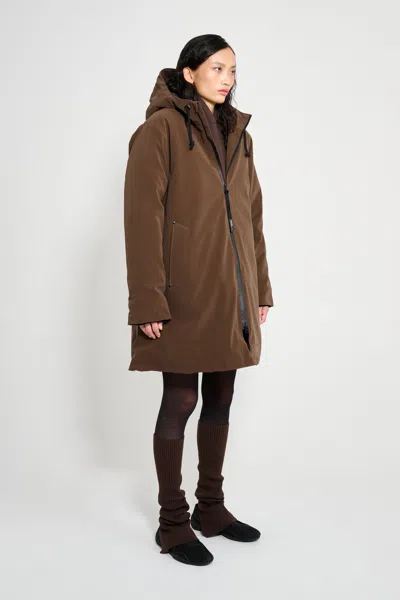 Stutterheim Mosebacke Matte Winter Coat In Brown