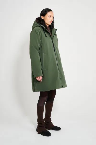 Stutterheim Mosebacke Matte Winter Coat In Green