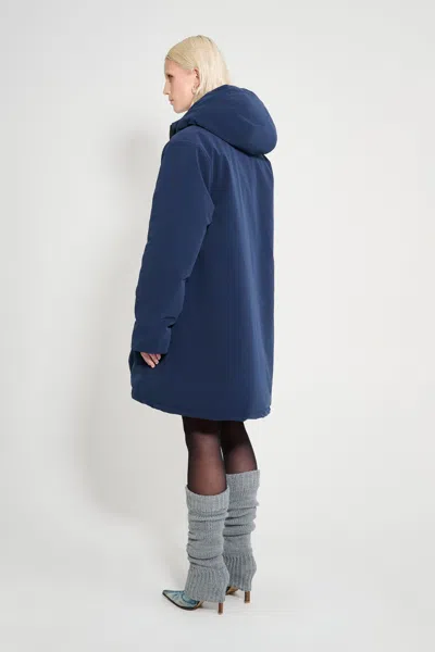 Stutterheim Mosebacke Matte Winter Coat In Blue