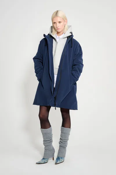 Stutterheim Mosebacke Matte Winter Coat In Blue
