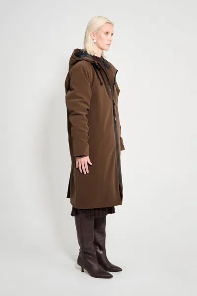 Stutterheim Stockholm Long Matte Winter Coat In Brown