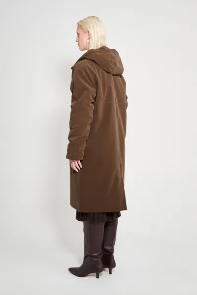 Stutterheim Stockholm Long Matte Winter Coat In Brown