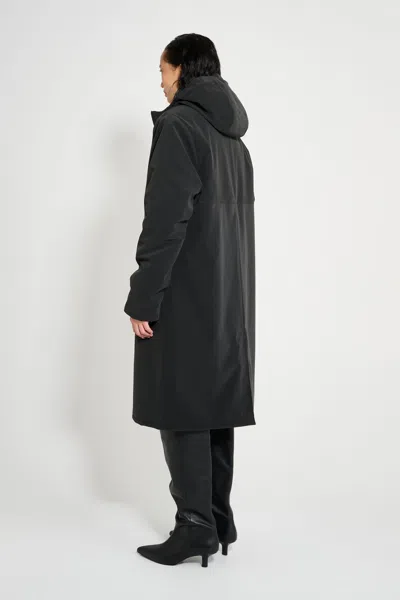 Stutterheim Stockholm Long Matte Winter Coat In Black