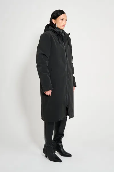 Stutterheim Stockholm Long Matte Winter Coat In Black