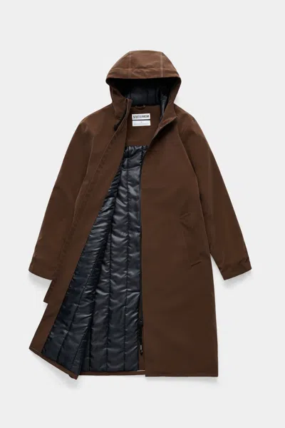 Stutterheim Stockholm Long Matte Winter Coat In Brown