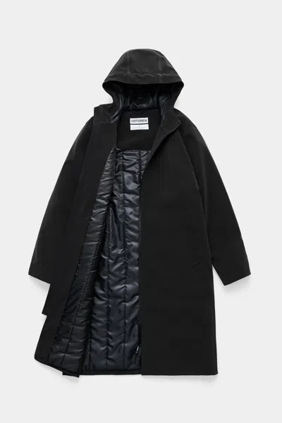 Stutterheim Stockholm Long Matte Winter Coat In Black