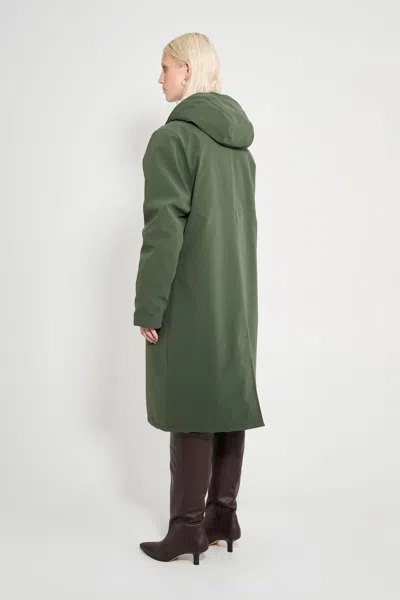 Stutterheim Stockholm Long Matte Winter Coat In Green