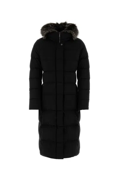 Moorer Padded Quilted Jacket Removable Hood In Black