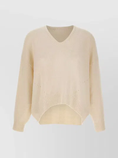 Hugo Boss Soft Alpaca Blend V-neck Sweater In Neutral