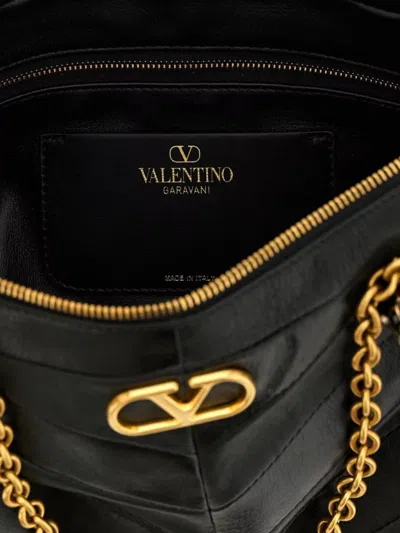 Valentino Garavani  Garavani Panthea Shoulder Bag In Nappa Leather With Chevron Pattern Wom In Black