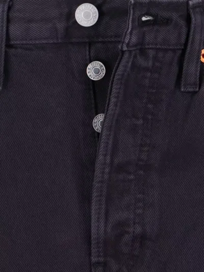 Re/done Straight Trousers With Back Pockets And Belt Loops In Black