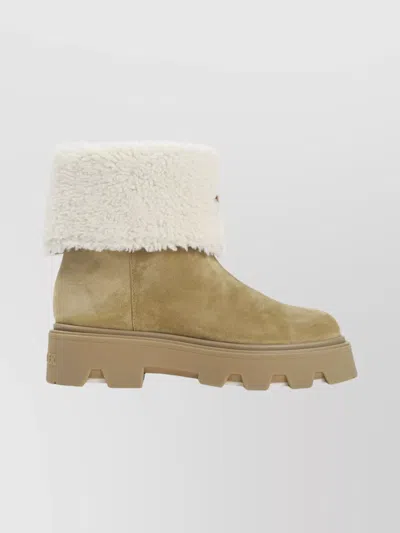 Moncler Leather Ankle Boots In Multi