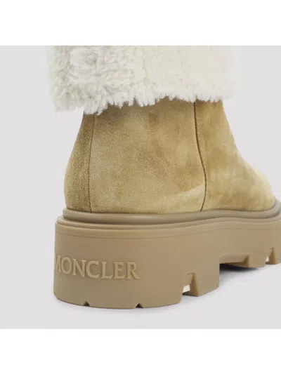 Moncler Leather Ankle Boots In Multi