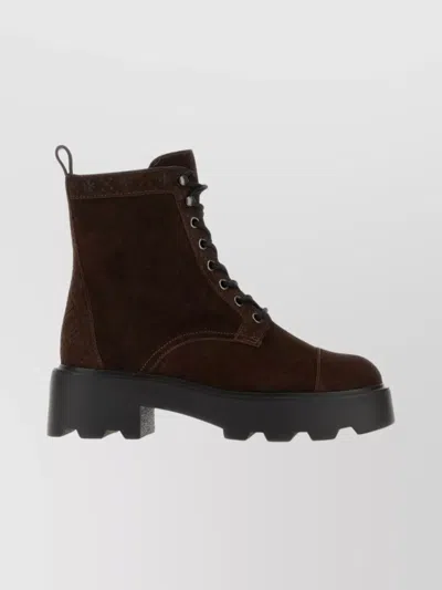 Tory Burch Ankle Boots With Round Toe And Chunky Sole In Brown