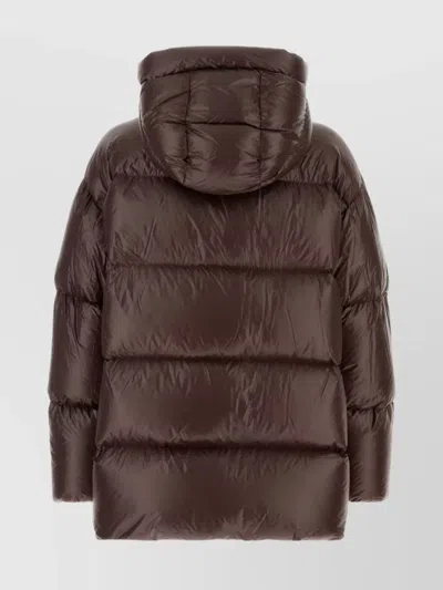 Jil Sander Chocolate Nylon Down Jacket In Brown