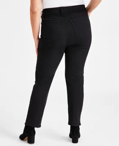 Style & Co Plus Size High-rise Straight-leg Jeans, Exclusively At Macy's In Black