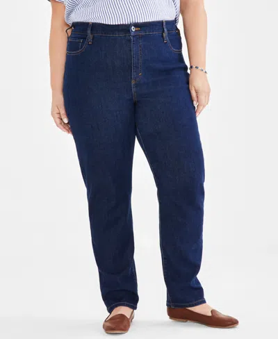 Style & Co Plus Size High-rise Straight-leg Jeans, Exclusively At Macy's In Blue