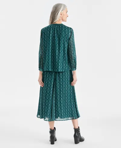 Style & Co Style Co Womens Printed Shine Pull On Skirt Pxs Xxl Macys Exclusive In Green
