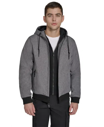 Champion Softshell Hoodie With Jersey Bib In Gray