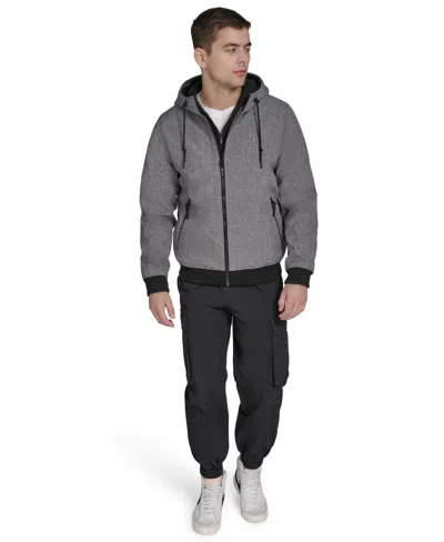 Champion Softshell Hoodie With Jersey Bib In Gray