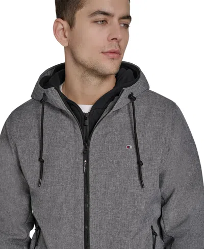 Champion Softshell Hoodie With Jersey Bib In Gray
