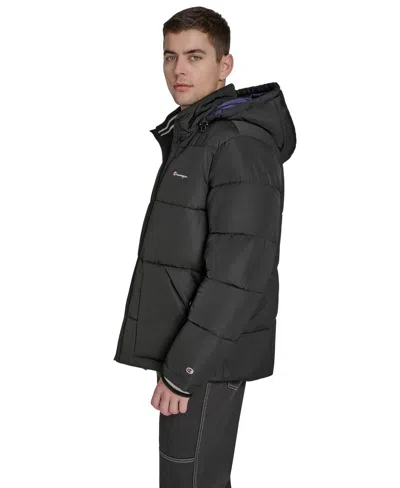 Champion Men's Puffer With Hood Jacket In Black