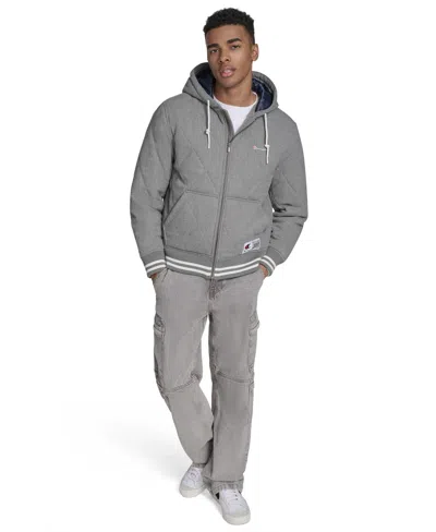 Champion Men's Wool Blend Quilted Jacket In Gray