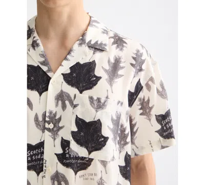 Scotch & Soda Men's Relaxed Fit Short Sleeve Marble Print Button-front Camp Shirt In White