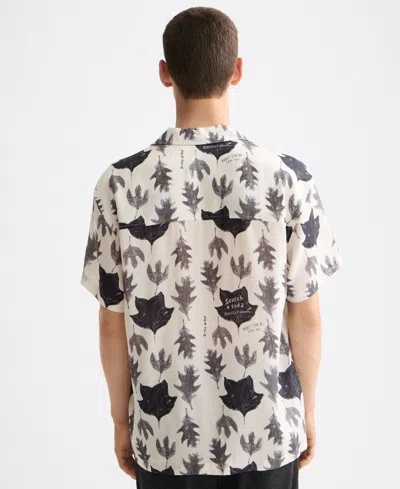 Scotch & Soda Men's Relaxed Fit Short Sleeve Marble Print Button-front Camp Shirt In White