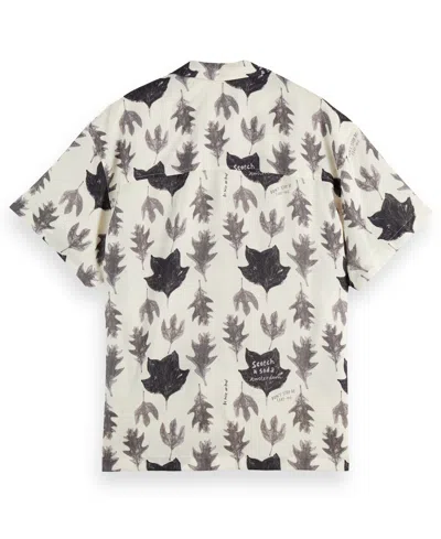 Scotch & Soda Men's Relaxed Fit Short Sleeve Marble Print Button-front Camp Shirt In White