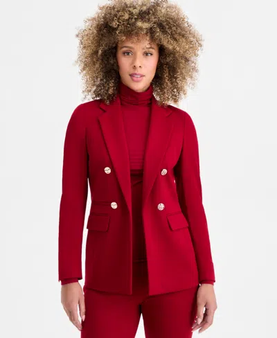 Anne Klein Faux Double Breasted Jacket In Red