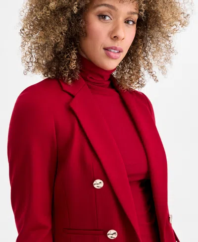 Anne Klein Faux Double Breasted Jacket In Red