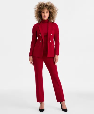 Anne Klein Faux Double Breasted Jacket In Red