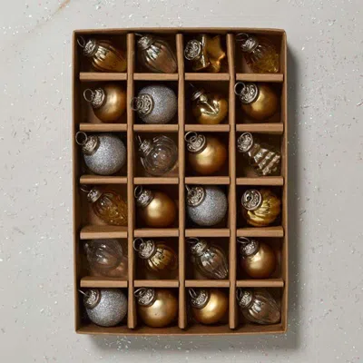 The Company Store Silver & Gold Ornaments, Set Of 24, Glass |  In Metallic