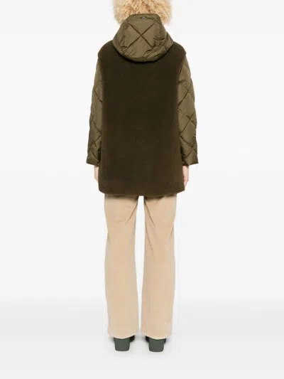 Herno Hooded Long Length Two-tone Jacket In Green