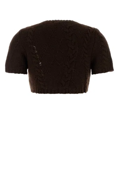 Gimaguas Julia Cropped Cable Knit Sweater In Brown