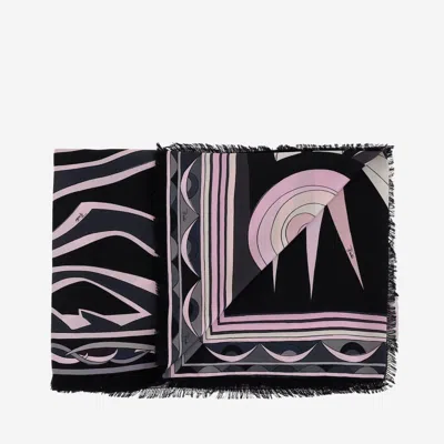 Pucci Silk Scarf With Maze Print In Multi