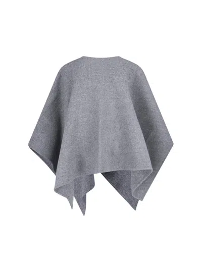 Max Mara Logo-plaque Cape In Gray